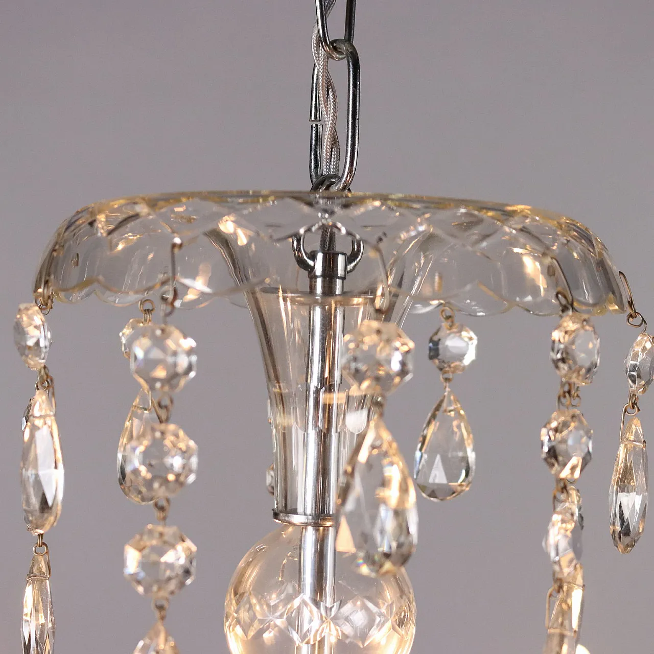 Five-light cut glass and crystal chandelier 3
