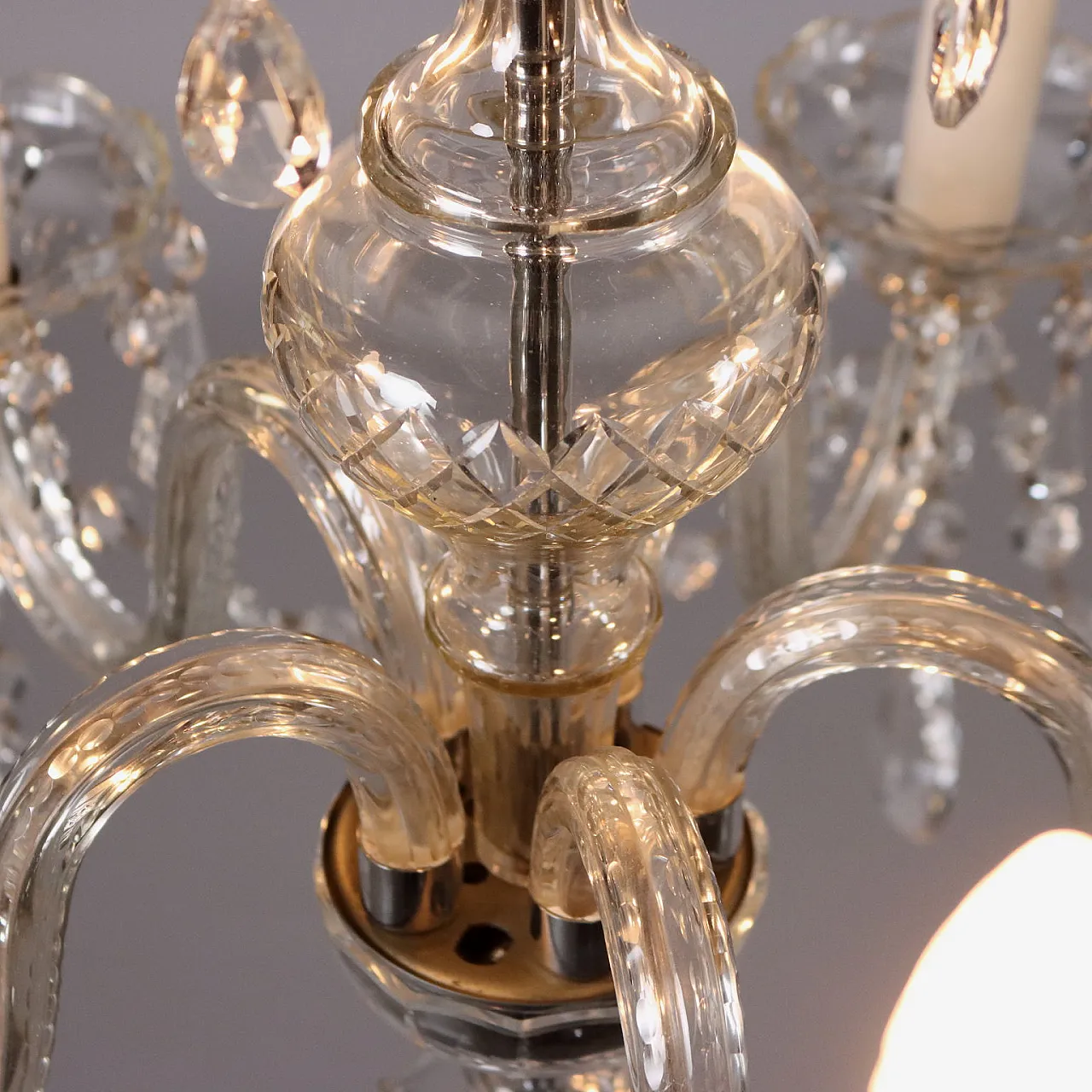 Five-light cut glass and crystal chandelier 6