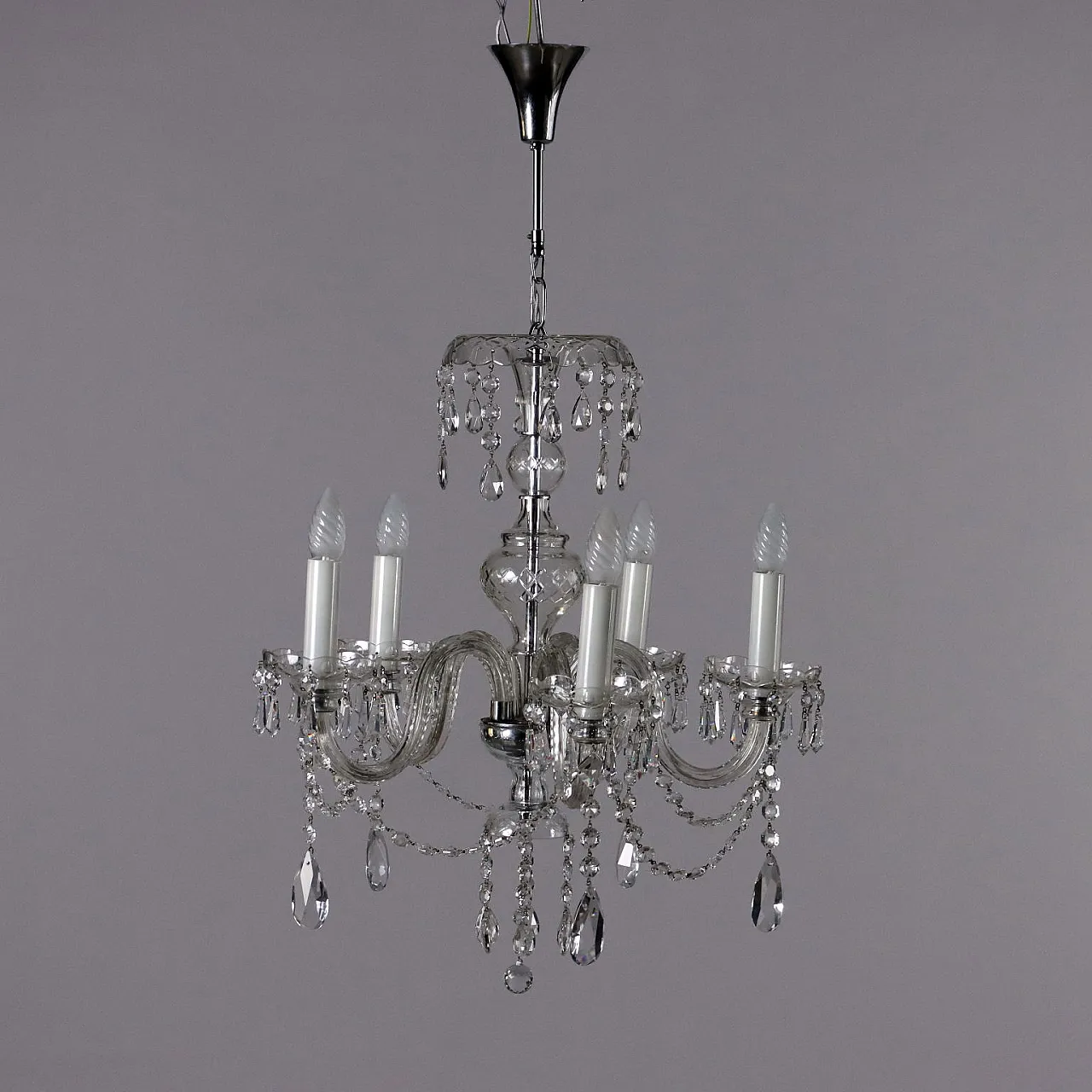 Five-light cut glass and crystal chandelier 8