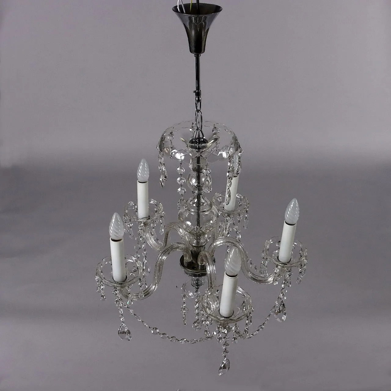 Five-light cut glass and crystal chandelier 10