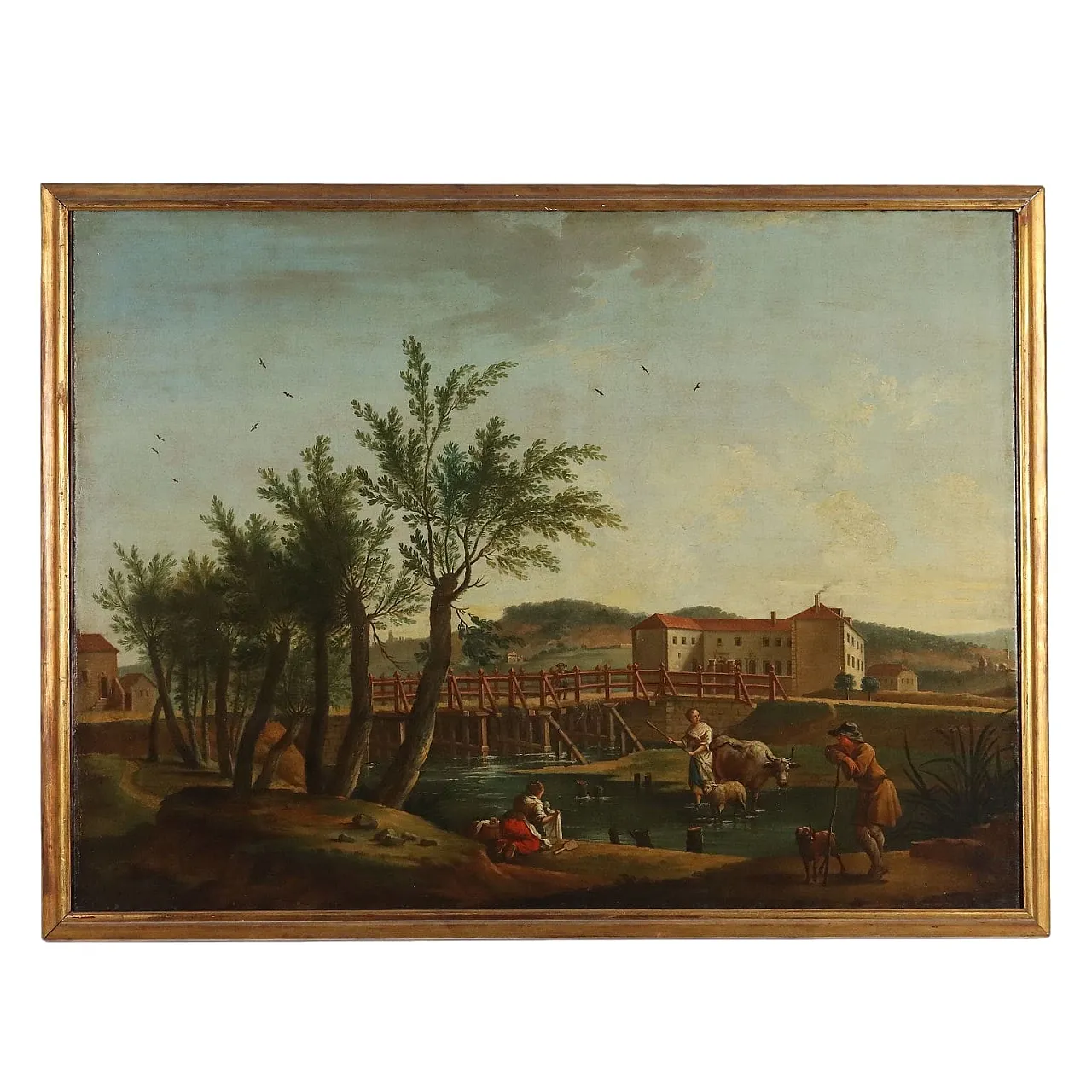 Paesaggio con Figure, olio su tela, '800 1