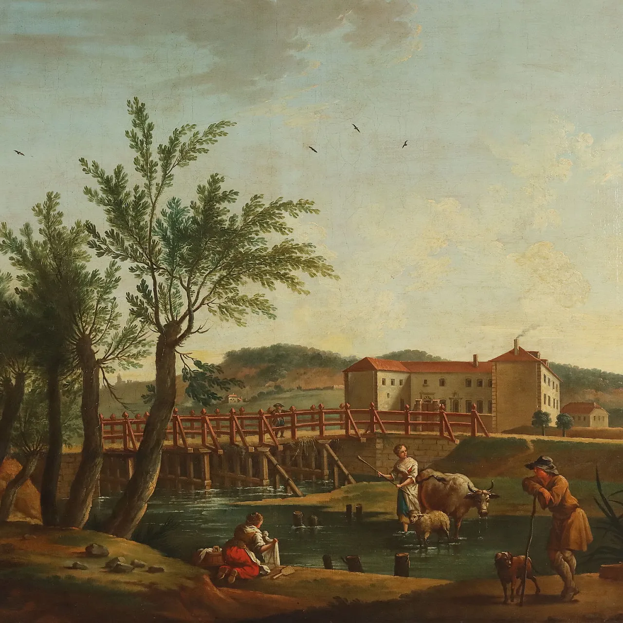 Paesaggio con Figure, olio su tela, '800 3