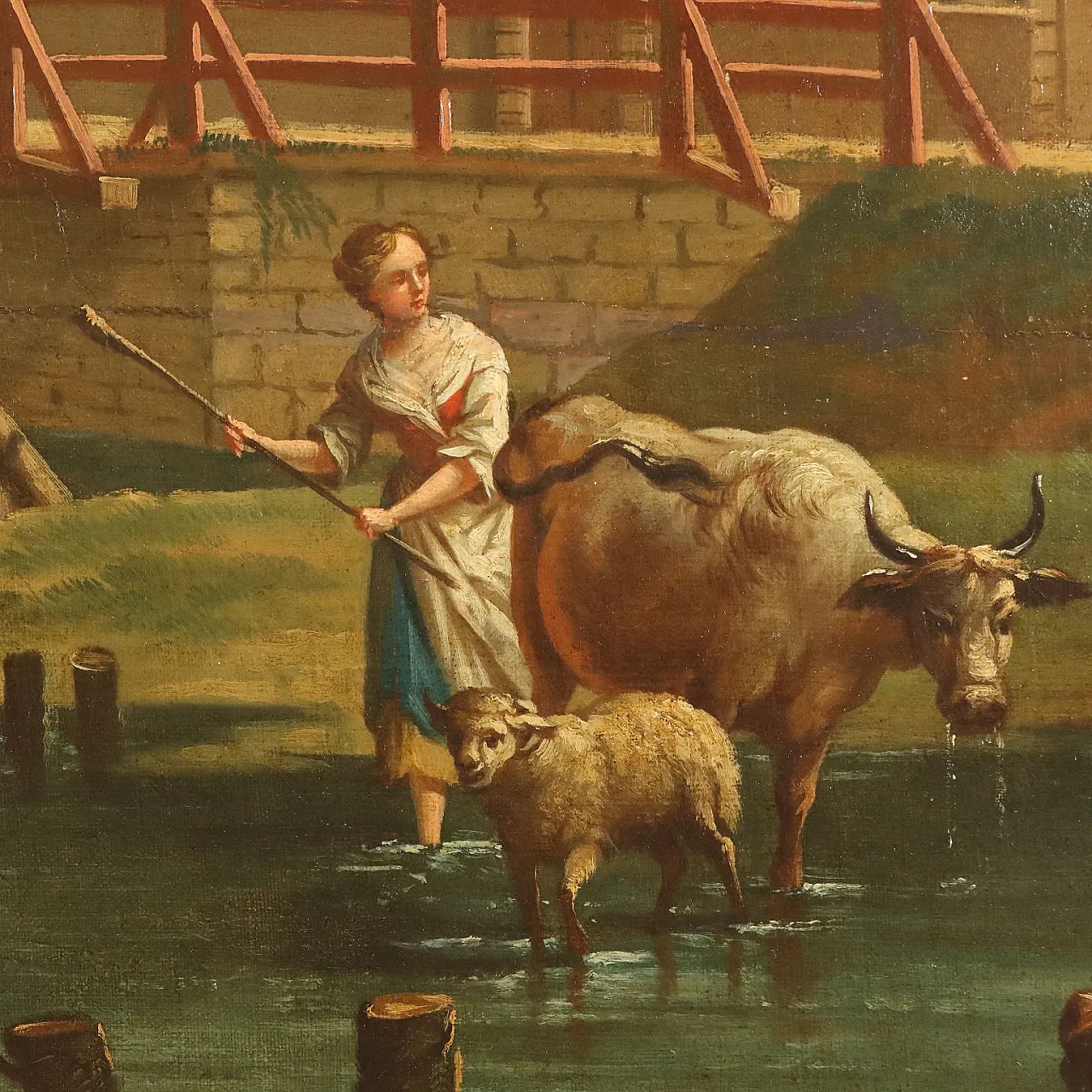 Paesaggio con Figure, olio su tela, '800 5