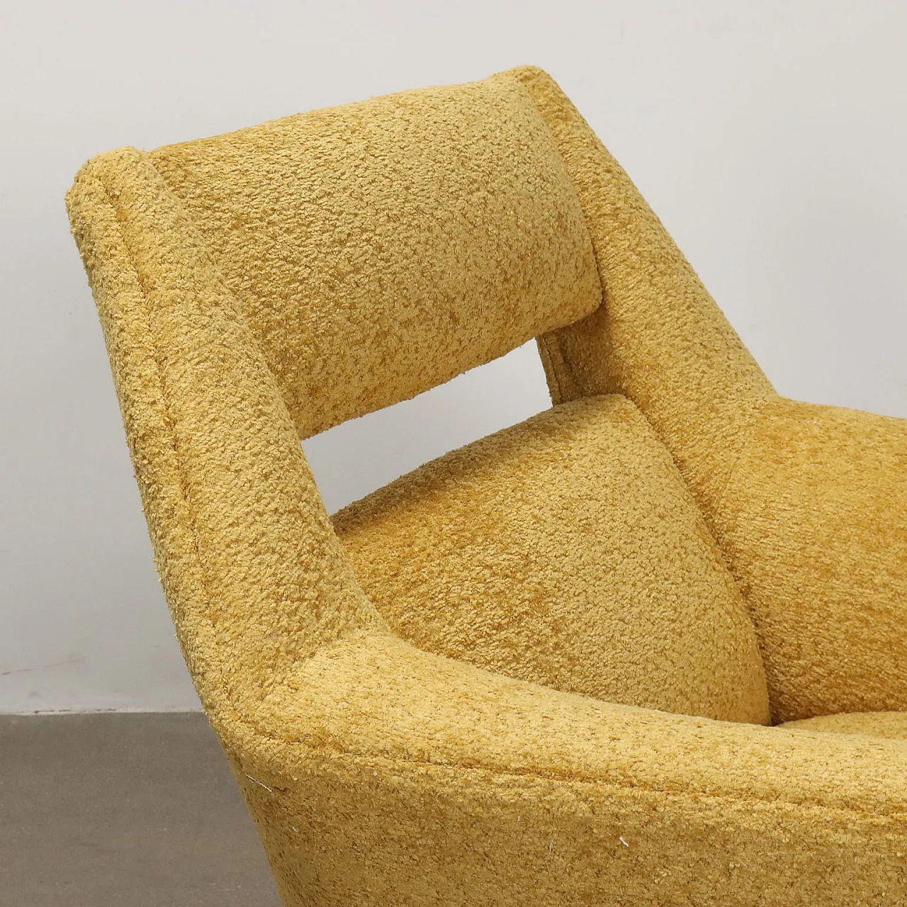 Yellow Armchairs in foam metal and brass Italy, 1950s 3