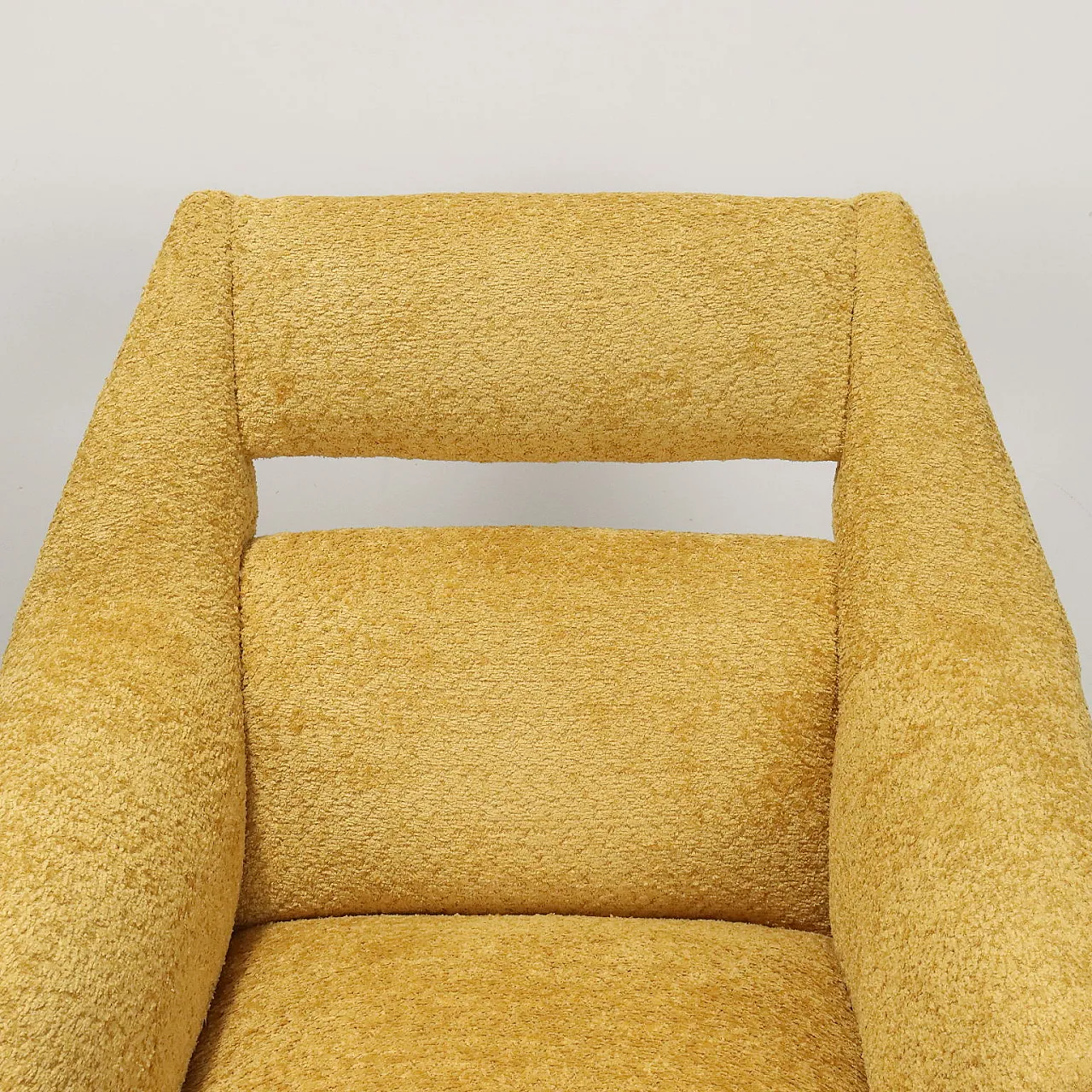 Yellow Armchairs in foam metal and brass Italy, 1950s 4