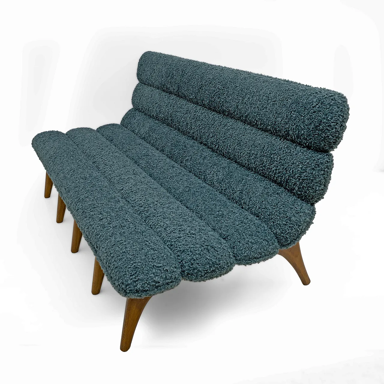 Divano in noce e bouclé nello stile di Adrian Pearsall, anni 2000 4