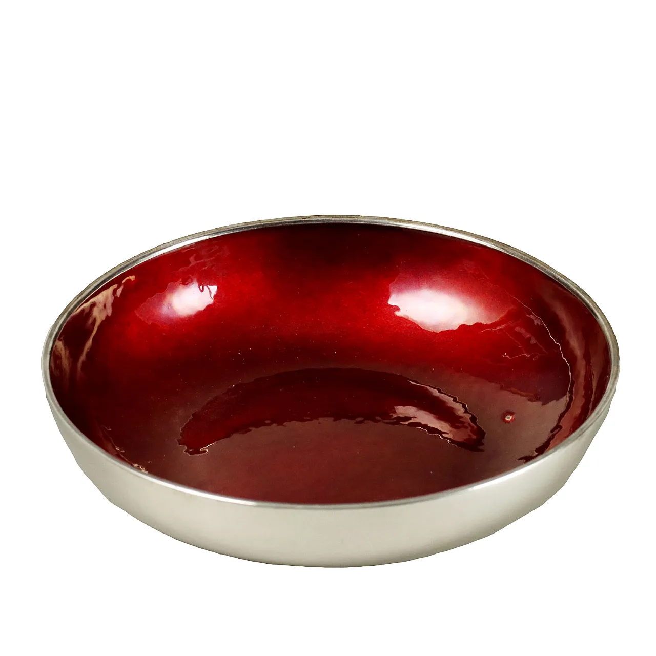 Ciotola in argento e smalto rosso dei Fratelli Ranzoni, anni '60 1