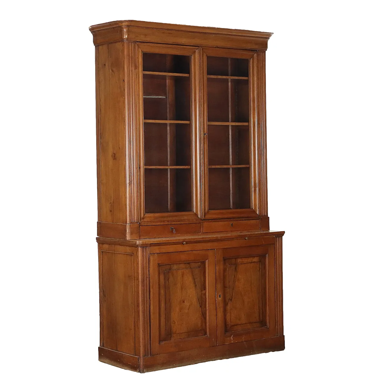 Louis Philippe bookcase buffet in walnut Italy, 20th century 1