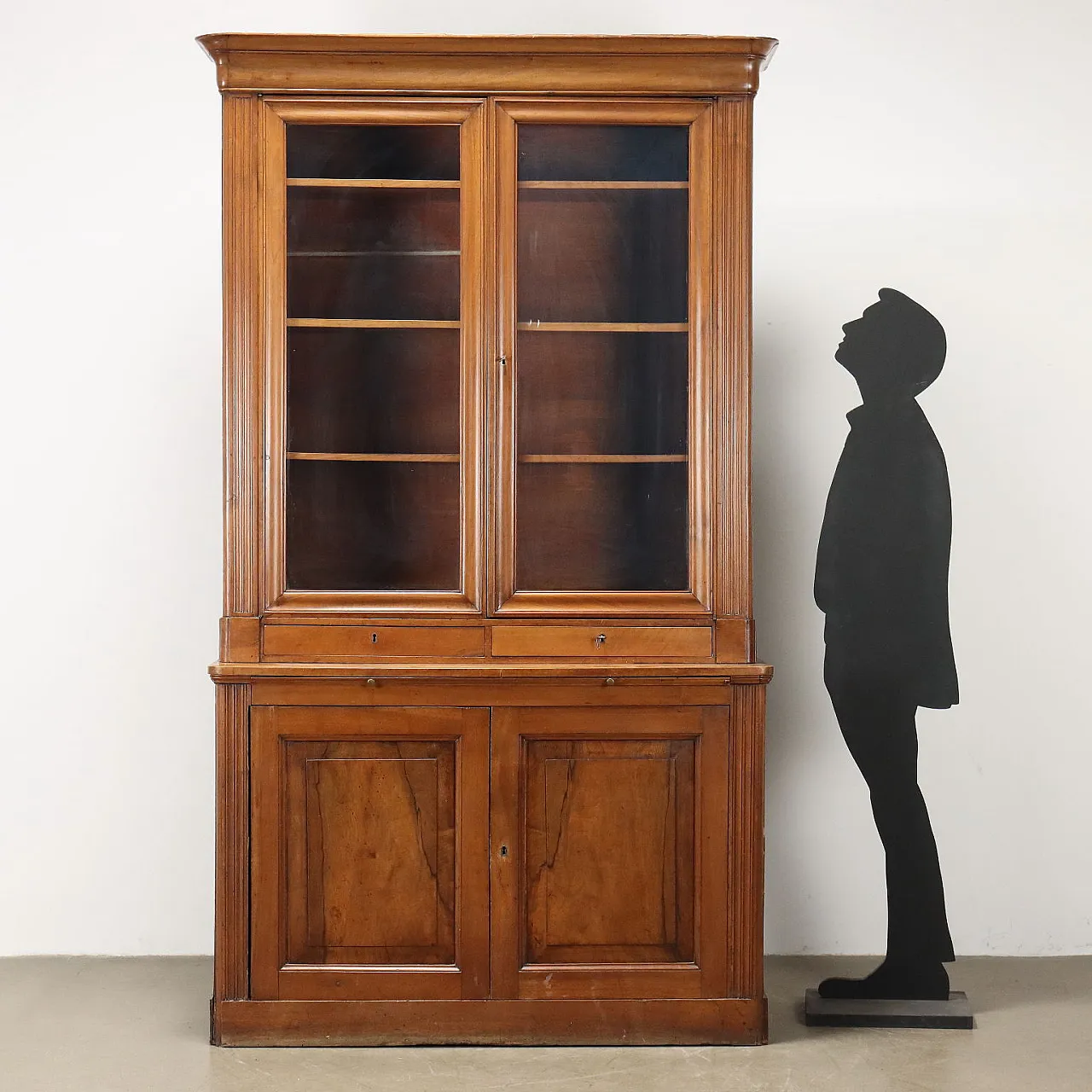 Louis Philippe bookcase buffet in walnut Italy, 20th century 2