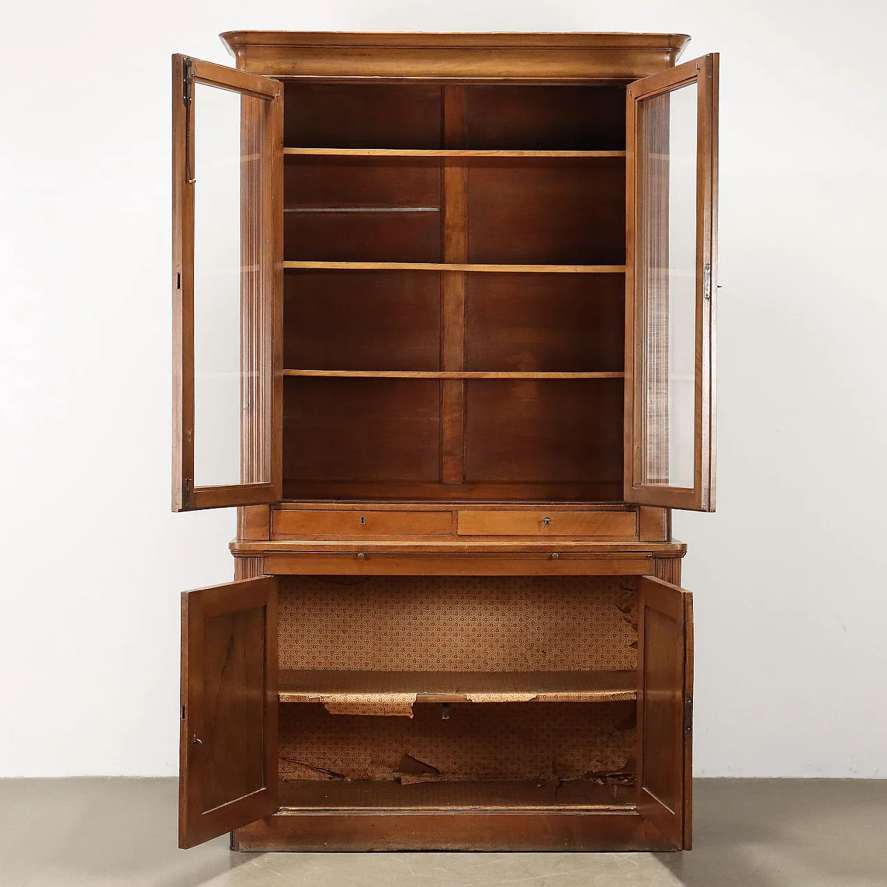 Louis Philippe bookcase buffet in walnut Italy, 20th century 3