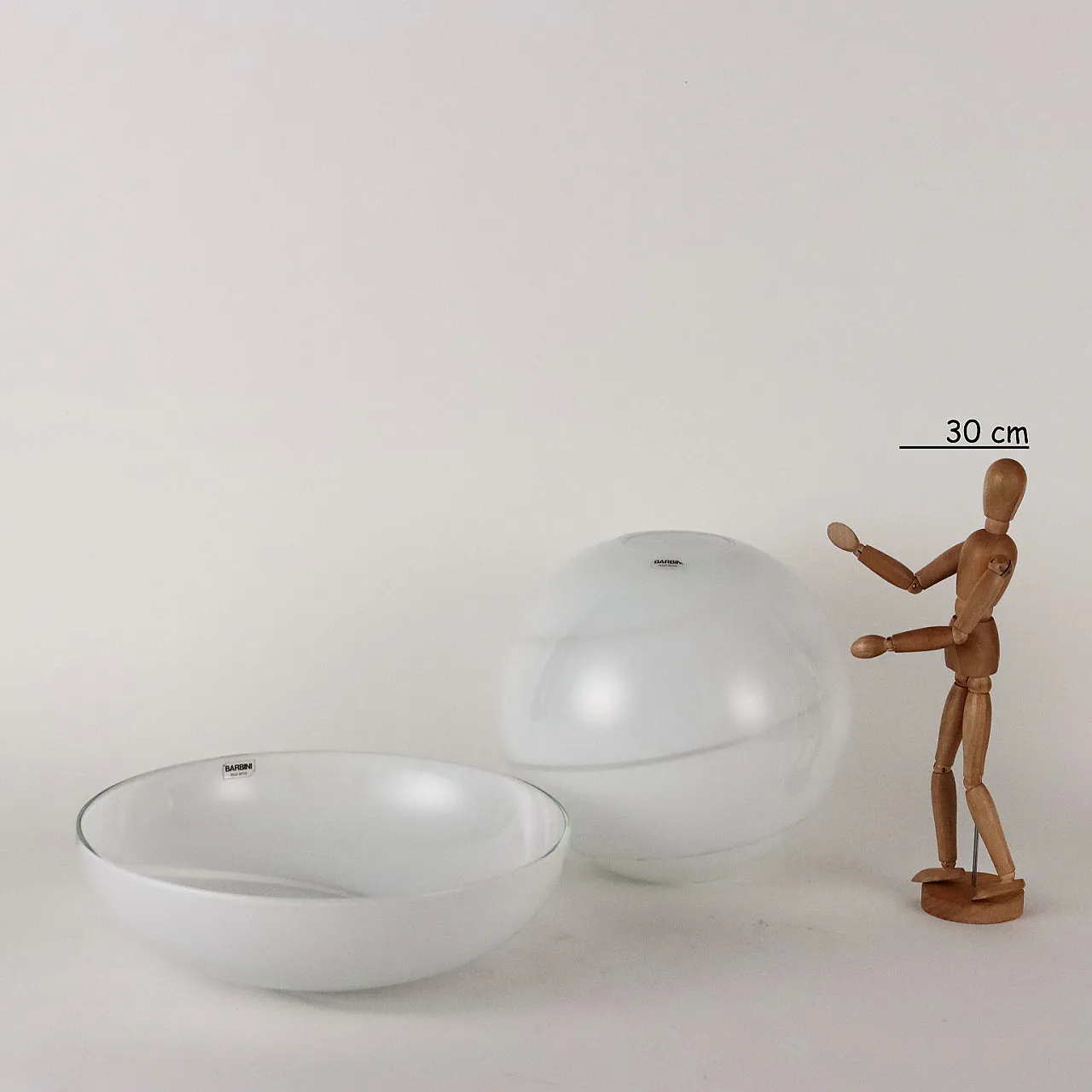 Pair of bowl and spherical vase in Murano glass by Barbini, 1970s 2