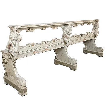Church bench with putti, 19th century