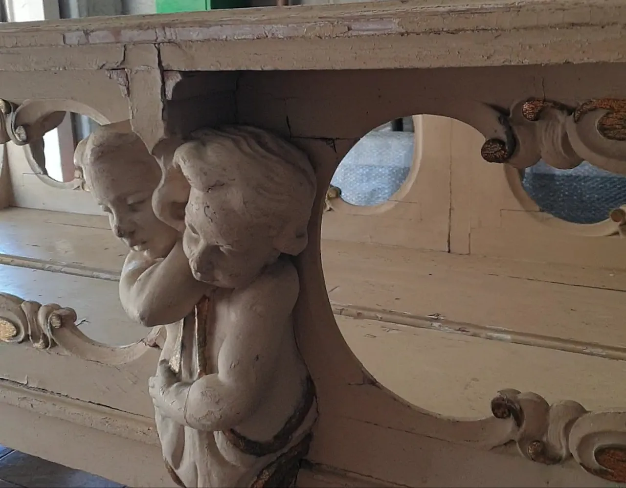 Church bench with putti, 19th century 6