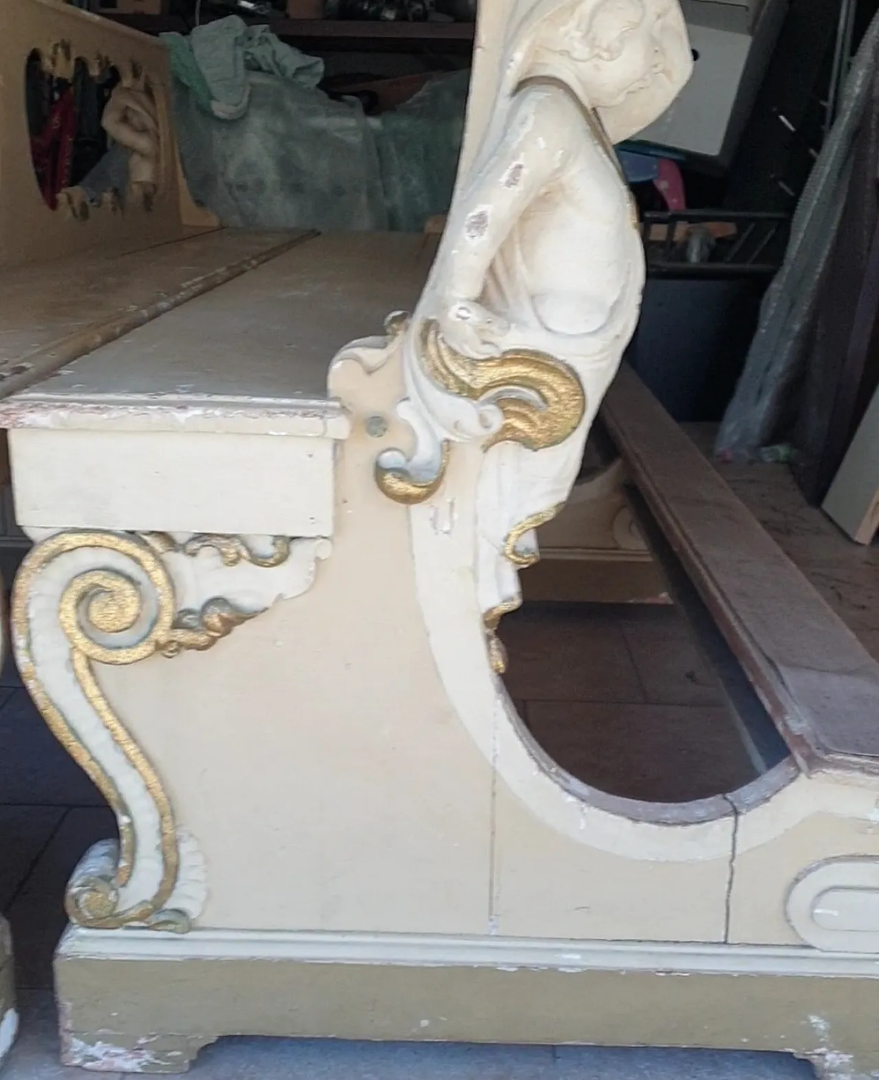 Church bench with putti, 19th century 8