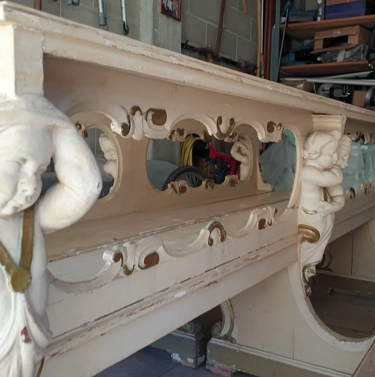 Church bench with putti, 19th century 9