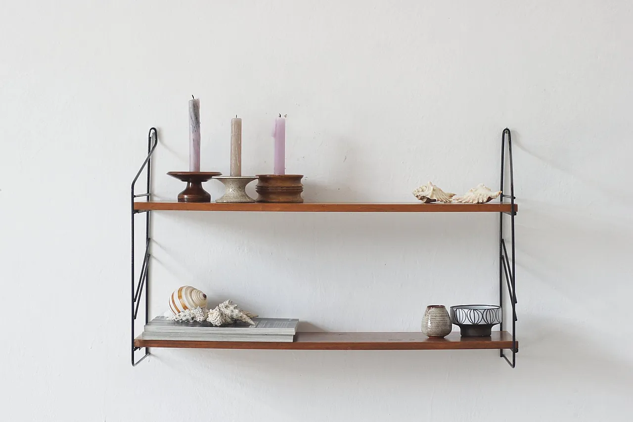 Teak shelf wall system by Kajsa & Nils Nisse Strinning, 1960s 3
