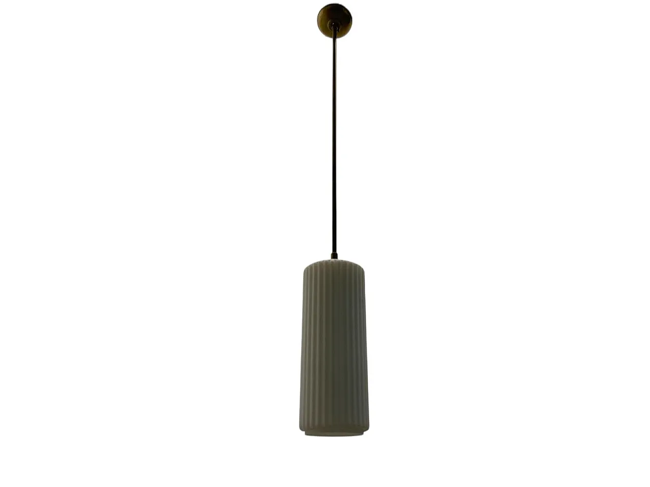 White Opaline Glass Pleated Light Pendant 1960's 1