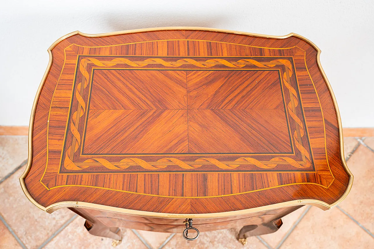 Bedside table Napoleon III French in fine exotic woods, 19th century 4