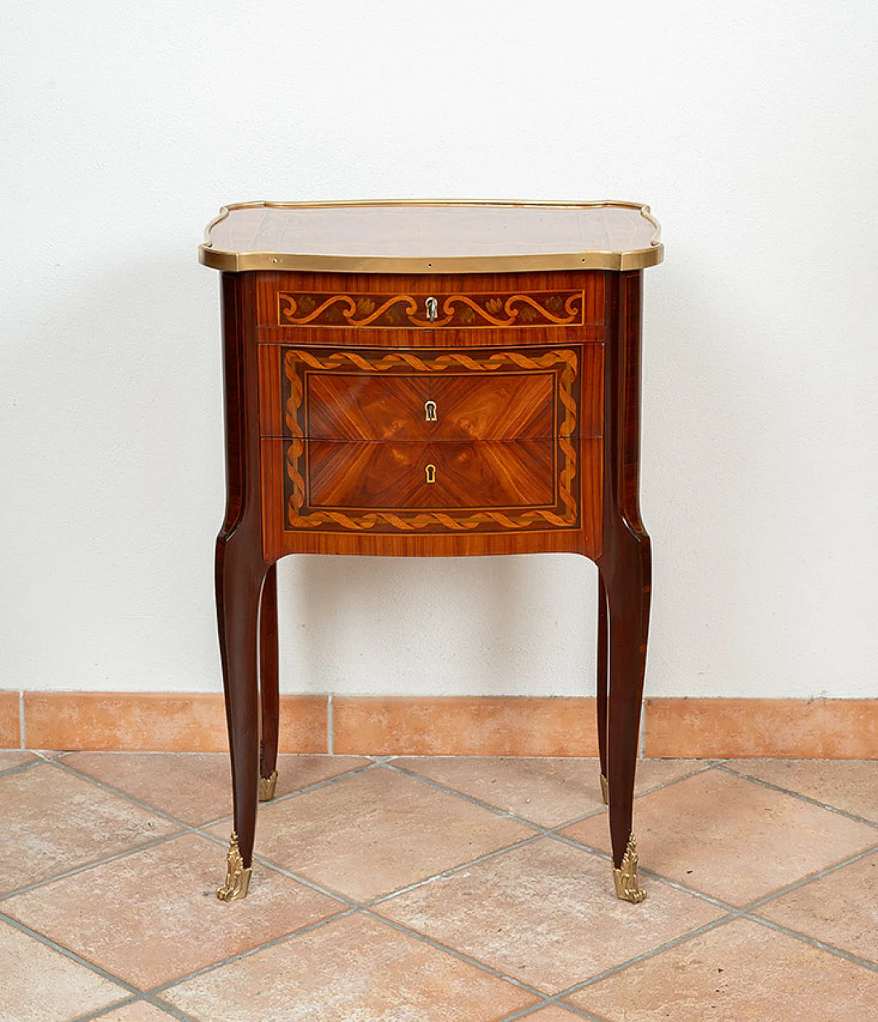 Bedside table Napoleon III French in fine exotic woods, 19th century 5