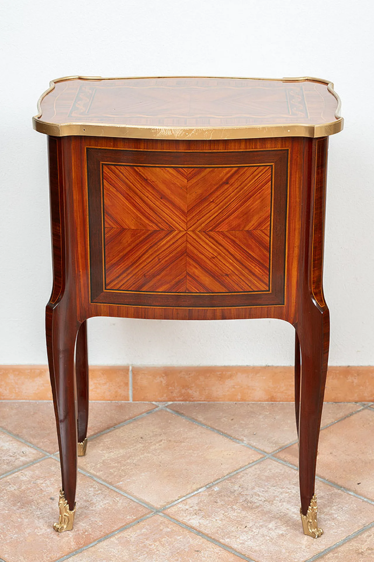 Bedside table Napoleon III French in fine exotic woods, 19th century 8