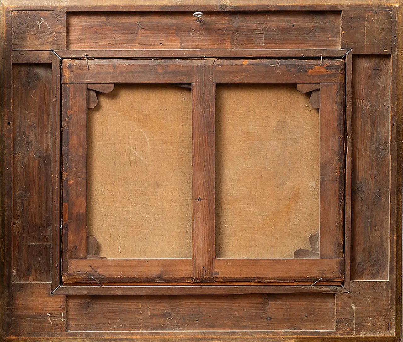 Painting oil on canvas with coeval frame in golden wood, 19th century 8