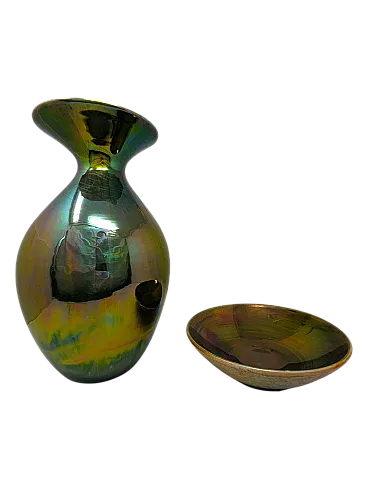 Vase and ceramic bowl by Bottega Gatti, Faenza, 60s