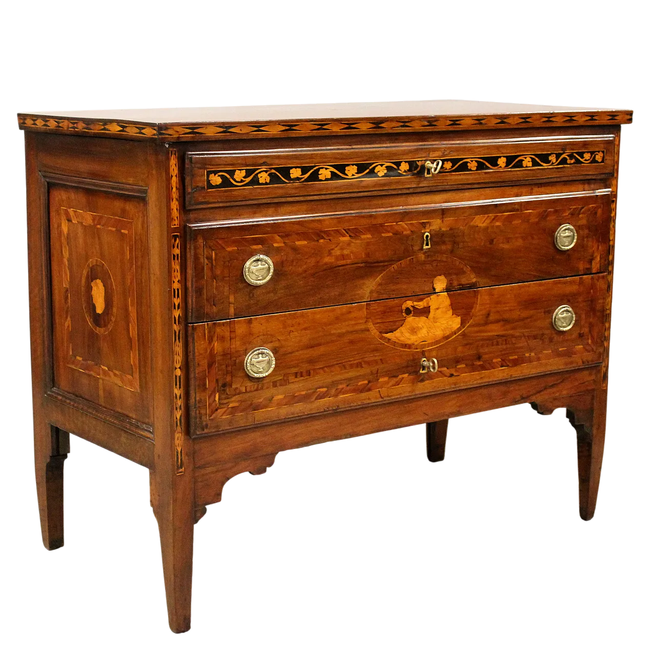 Cassettone comò Luigi XVI in noce intarsiato, '700 16