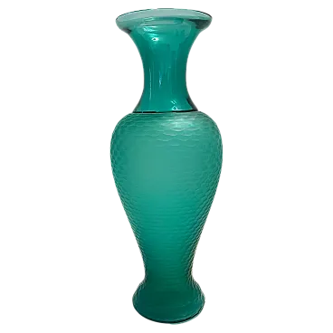 Vaso in vetro di Murano soffiato  lucido color verde acqua, anni '90