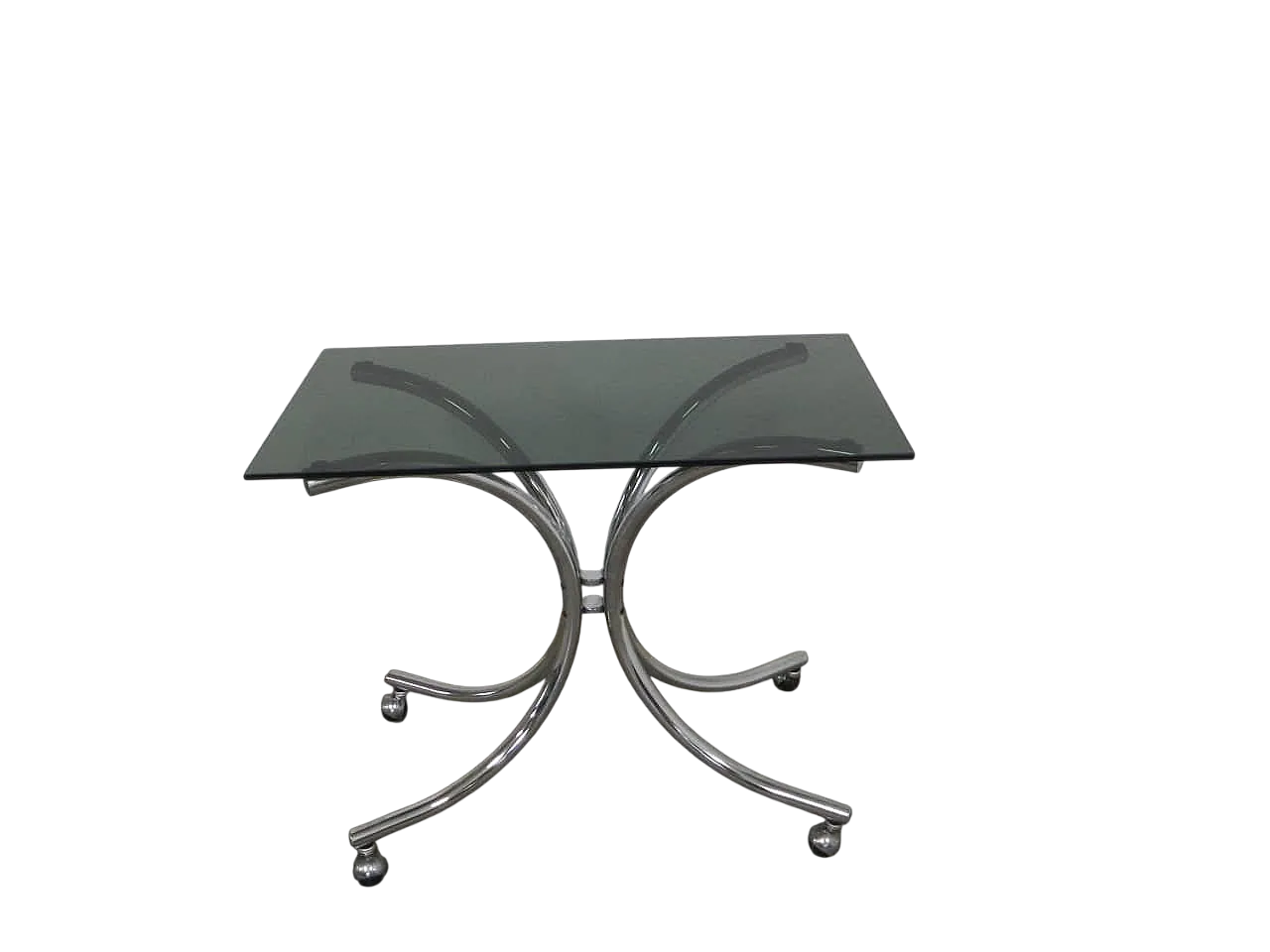 Table with wheels and glass Fumè 1960 11