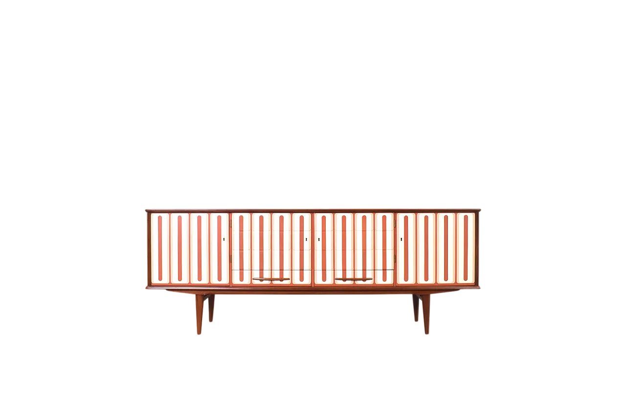 Sideboard di teak dipinti a mano, anni '60 17