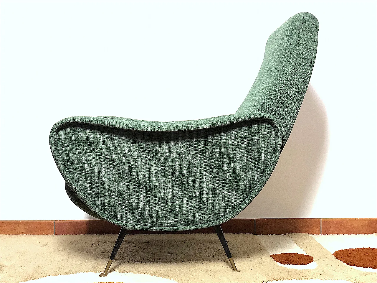 Poltrona Lady stile Marco Zanuso Dark Green, Anni '50 5