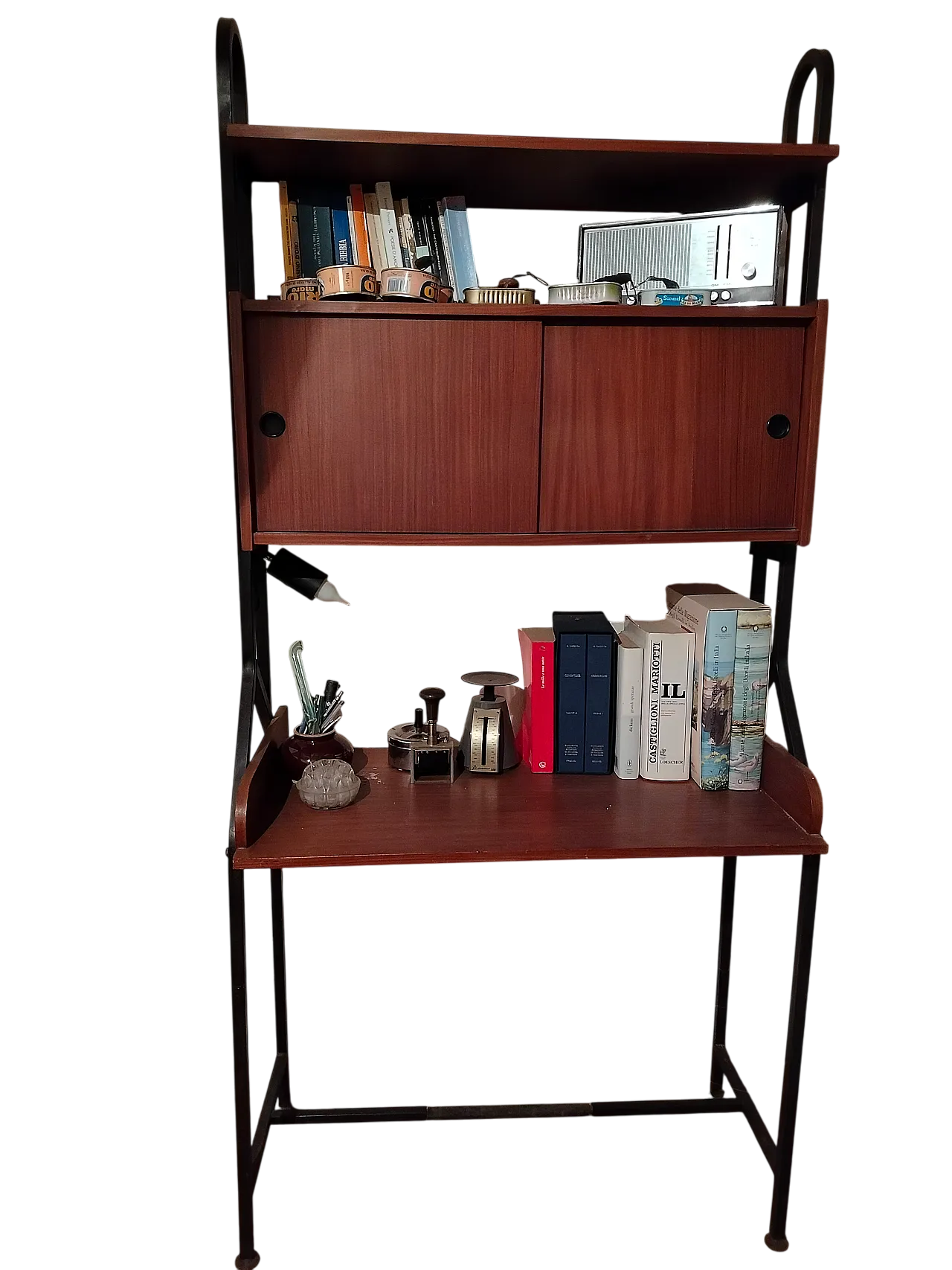 Scrittoio in ferro e legno, anni '60 7