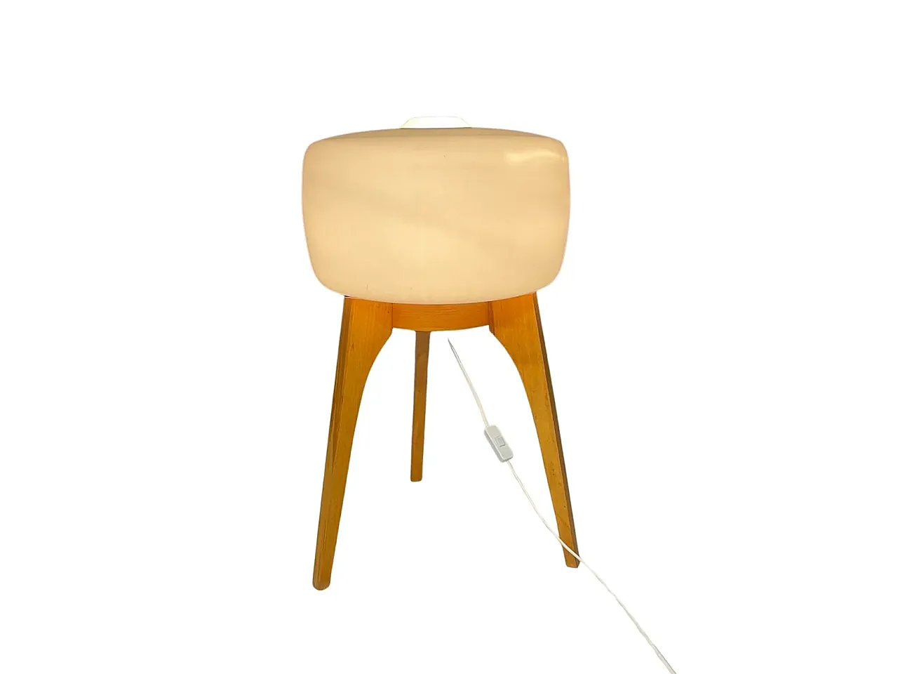 Lampada da terra in legno e vetro smerigliato di ULUV, anni '60 1