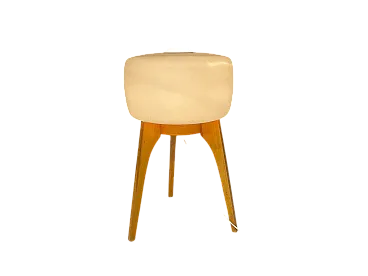 Lampada da terra in legno e vetro smerigliato di ULUV, anni '60