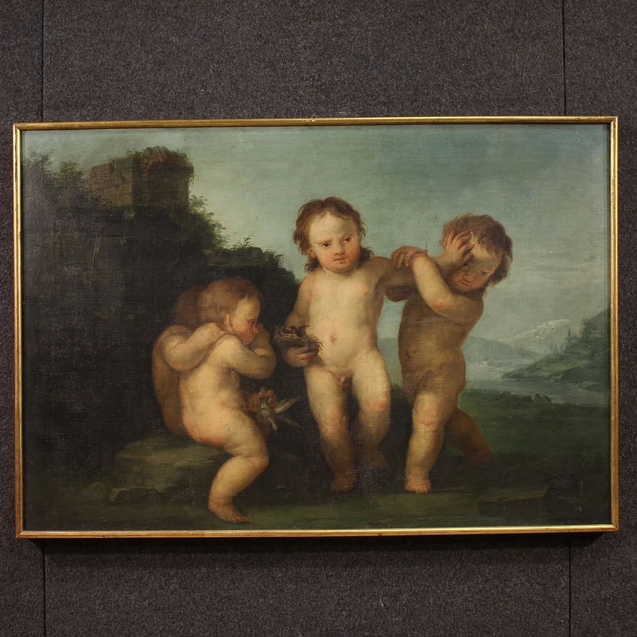 Quadro italiano Rococò Gioco di Putti, '700 1