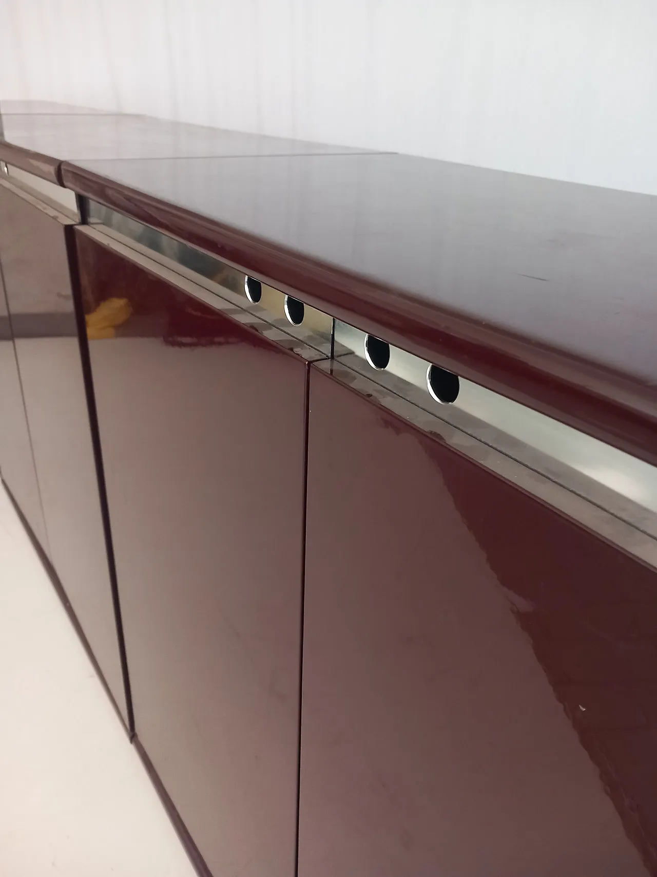 Burgundy Lacquered Wood Chest of Drawers, 70s 6