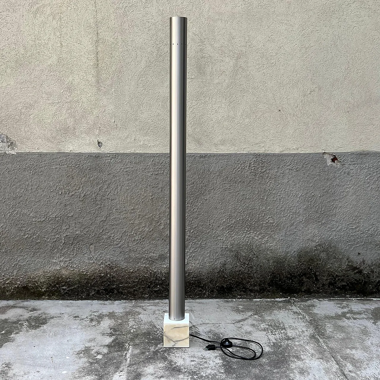 Lampada in marmo e acciaio, anni '70 3