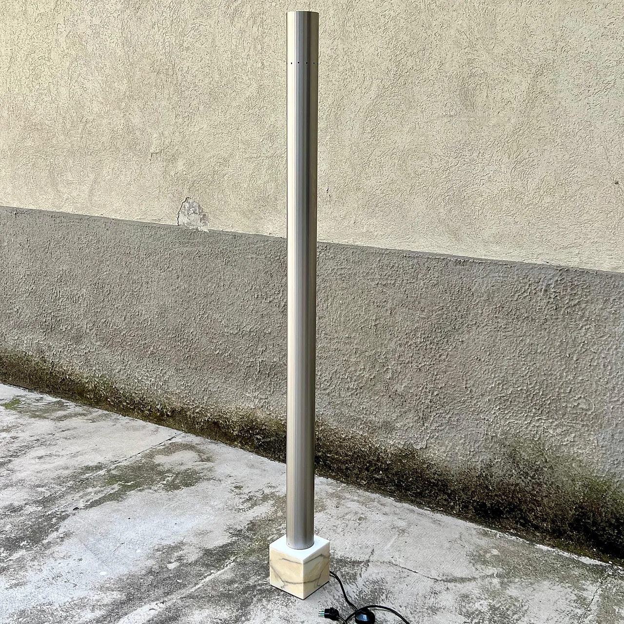 Lampada in marmo e acciaio, anni '70 4