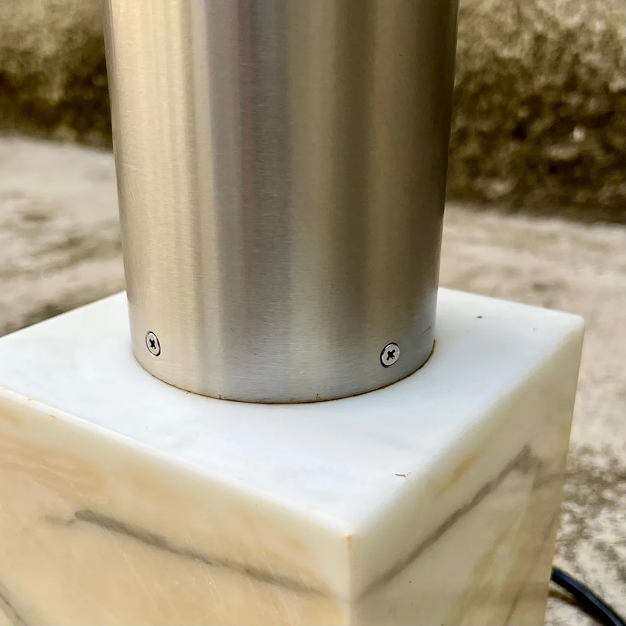 Lampada in marmo e acciaio, anni '70 8