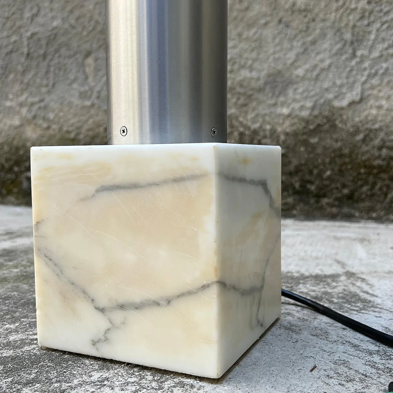 Lampada in marmo e acciaio, anni '70 9