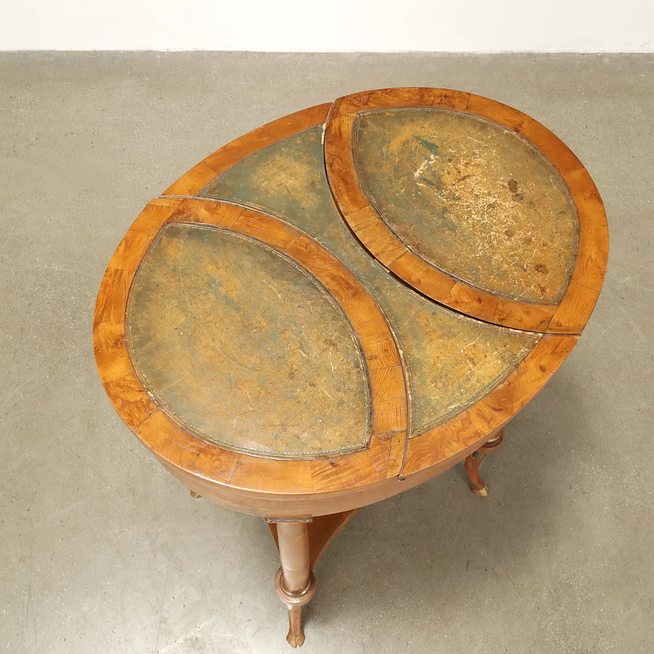 Tavolino da lavoro Biedermeier in acero e tessuto, '800 3