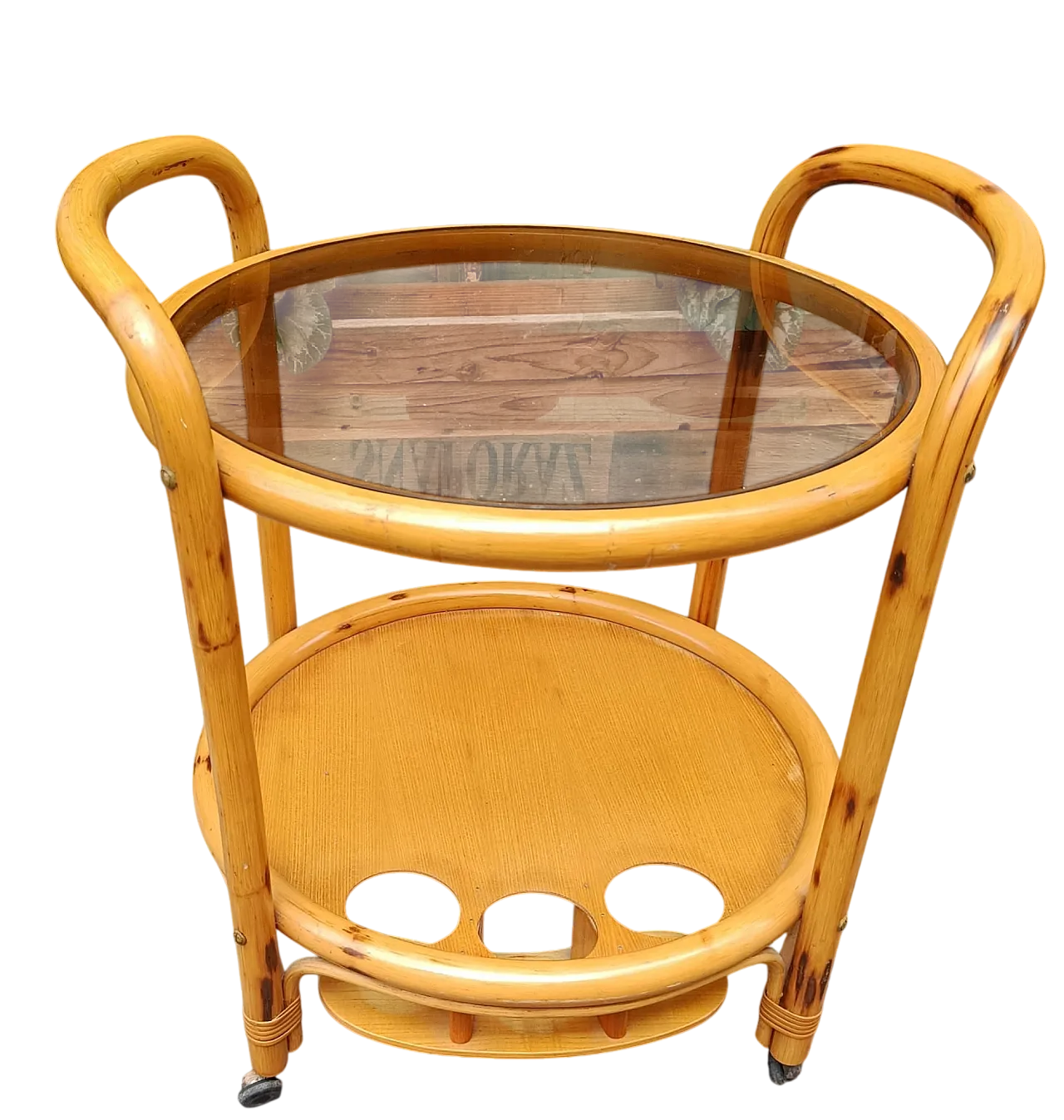 Bamboo holder trolley, 70s 4