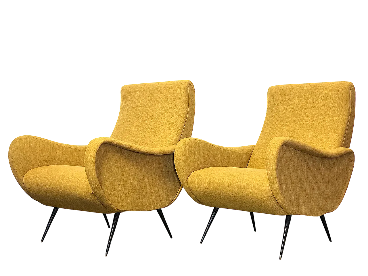 Coppia di Poltrone style Zanuso Lady  yellow, anni '50 17