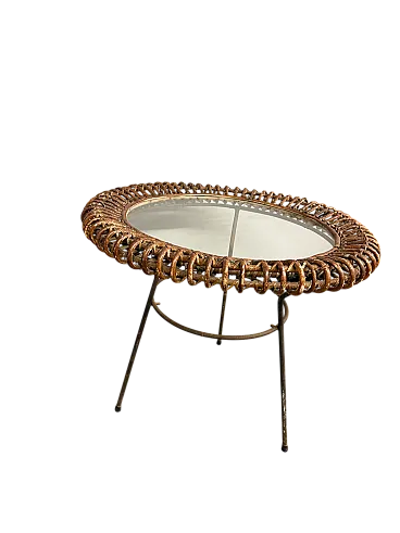 Tavolino da salotto Bonacina in bamboo e ferro, anni '50