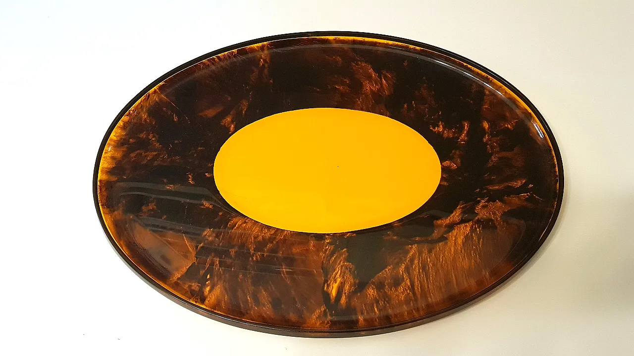 Vassoio in lucite effetto tartaruga, anni '70 1