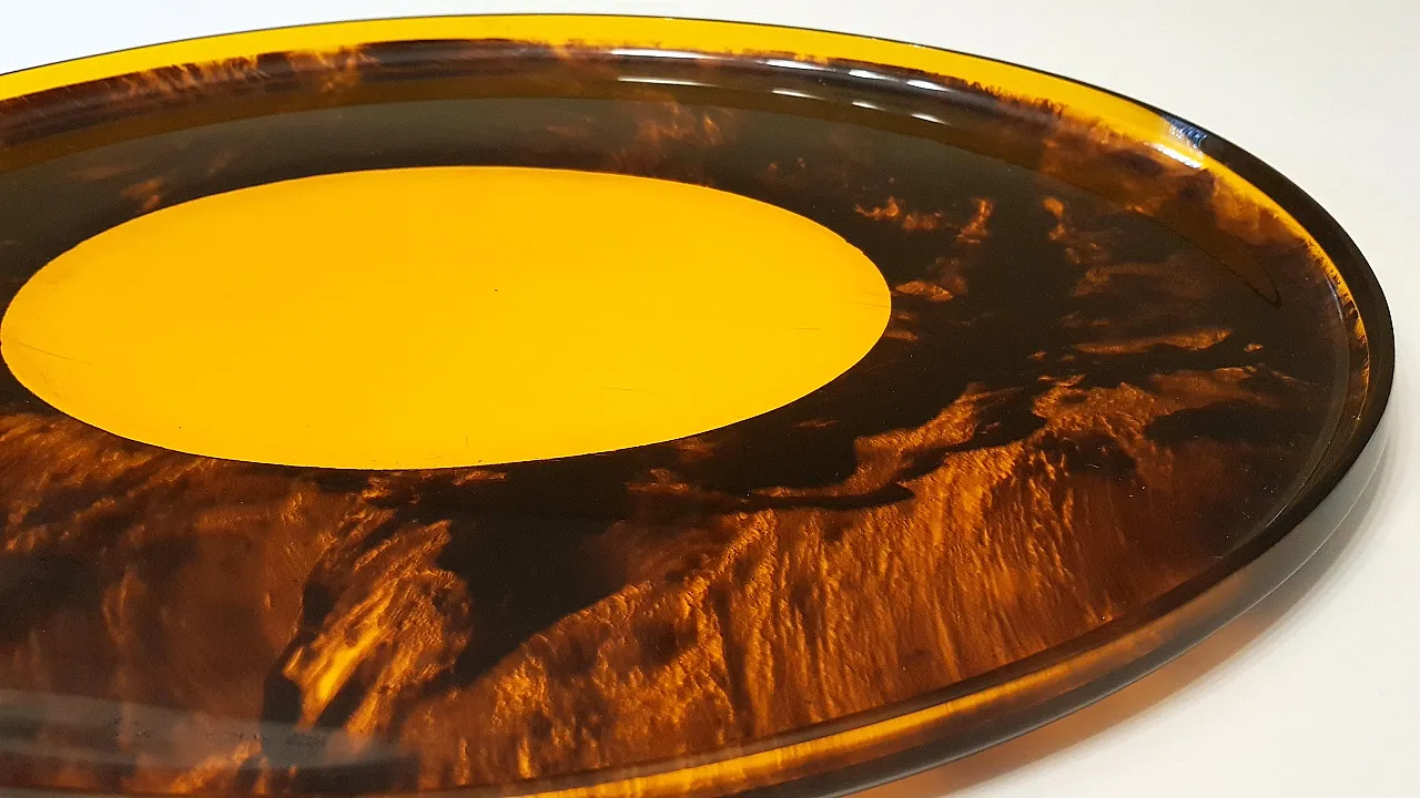 Vassoio in lucite effetto tartaruga, anni '70 2