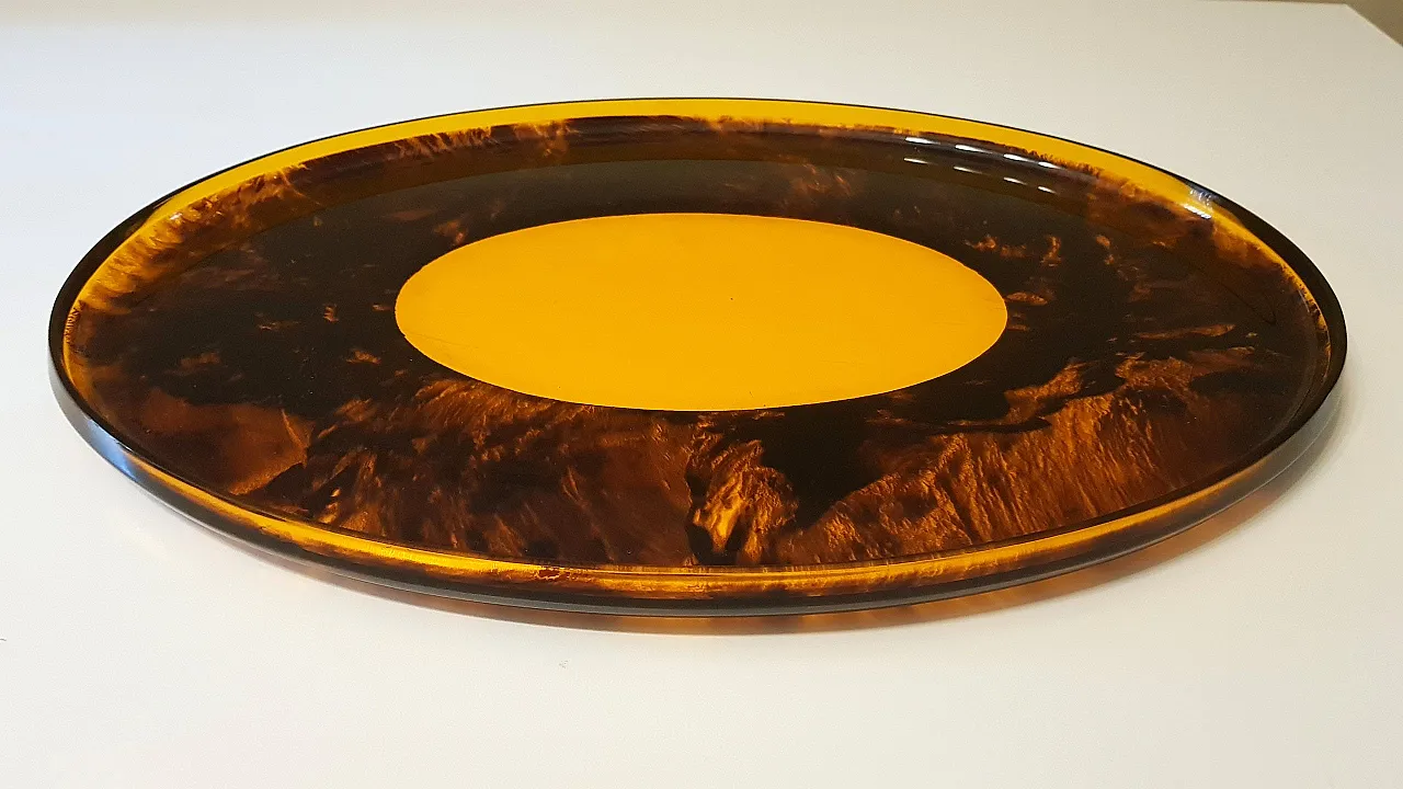 Vassoio in lucite effetto tartaruga, anni '70 3