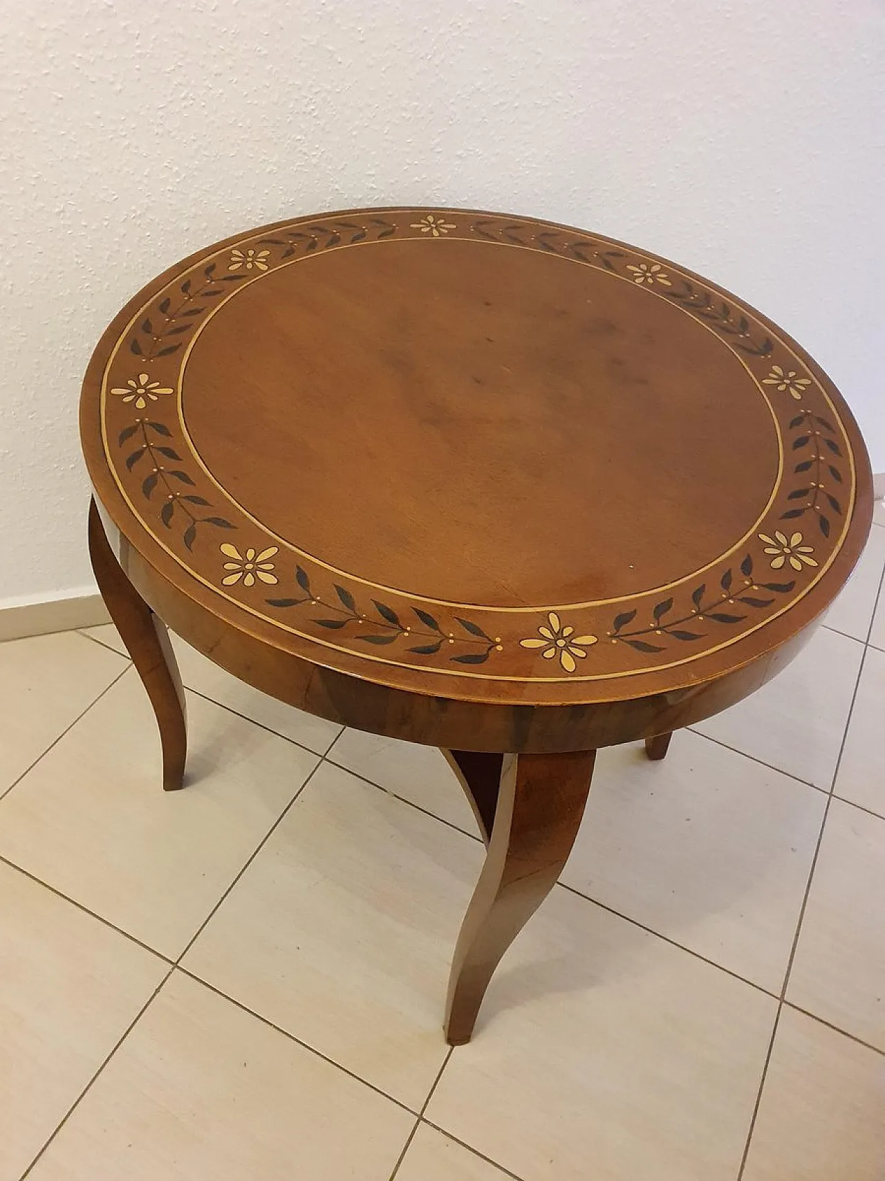 Tavolino rotondo Art Déco dipinto a mano, anni '30 4