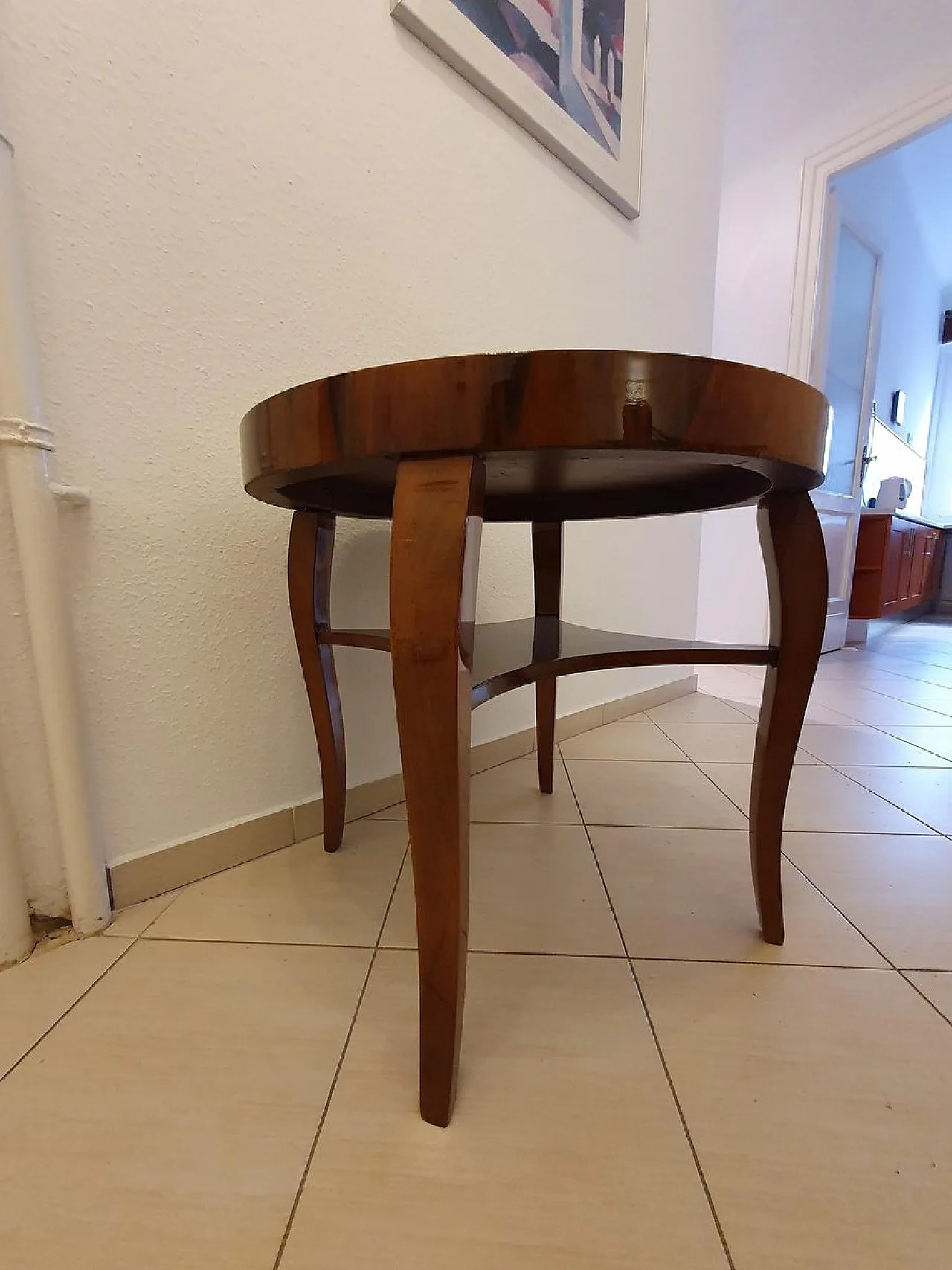 Tavolino rotondo Art Déco dipinto a mano, anni '30 5