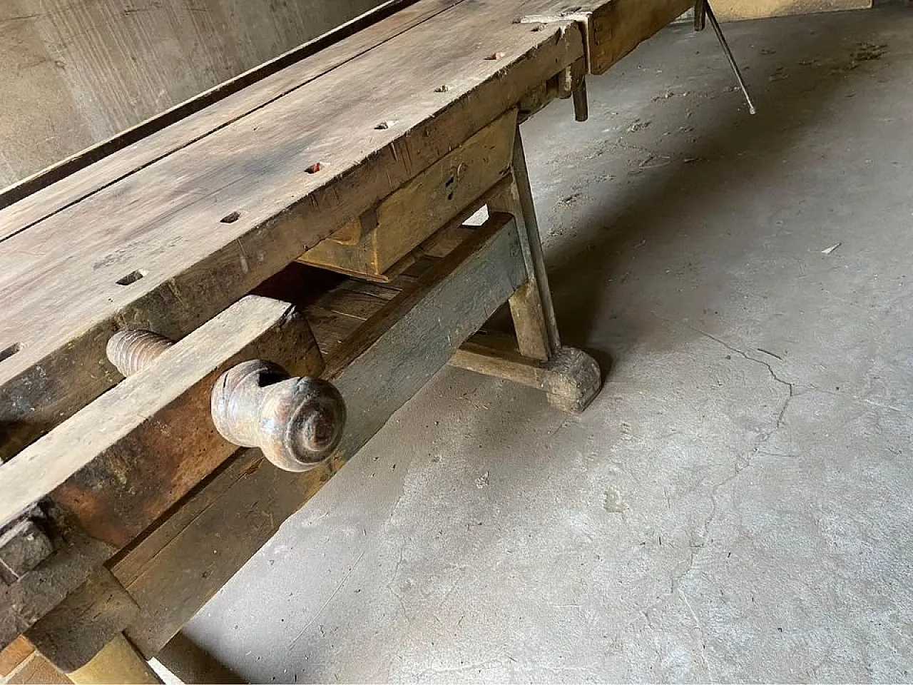 Banco da falegname con cassetto e ripiano, metà '800 3